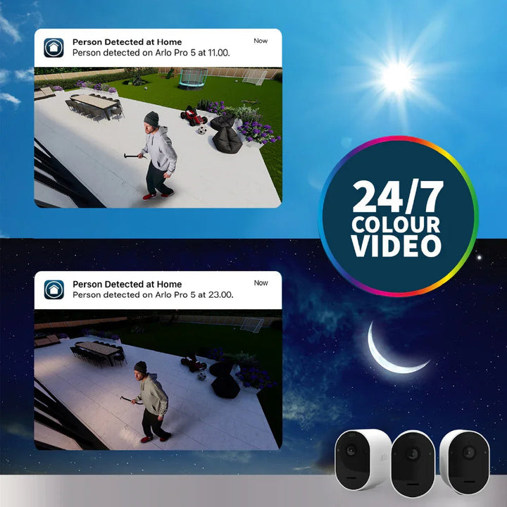 ARLO Pro 5 VMC4460P 2K Quad HD Wireless HDR Security Camera Bundle - 4 Camera
