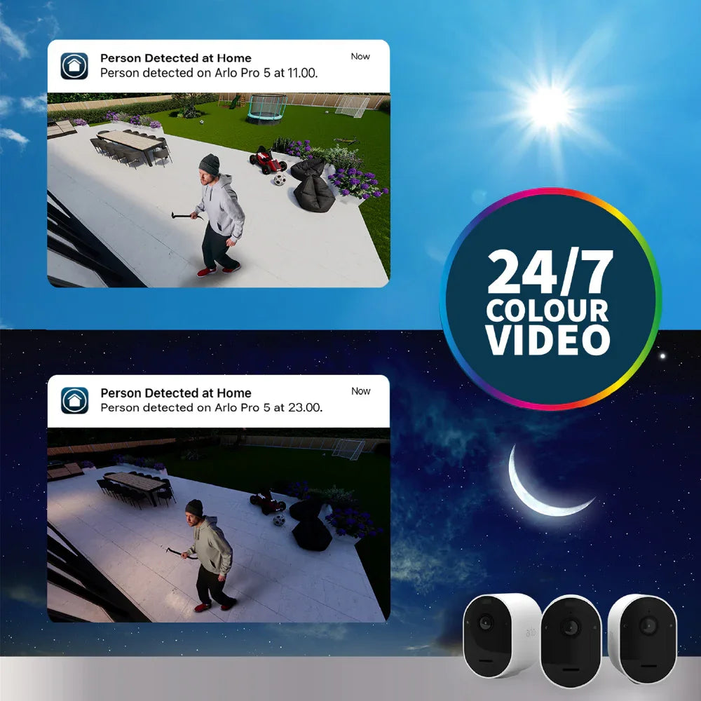 ARLO Pro 5 VMC4260P 2K Quad HD Wireless HDR Security Camera Bundle - 2 Camera