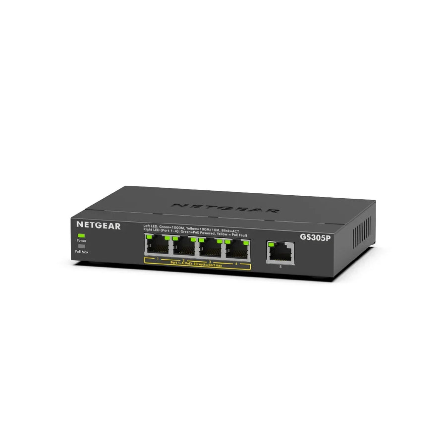 NETGEAR GS305P 5-Port Gigabit Unmanaged PoE Desktop Switch (63W)