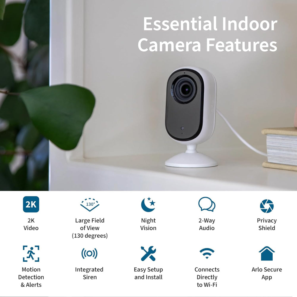 Arlo Essential VMC3060 2K Security Camera with Power Over Internet Adapter (PoE)