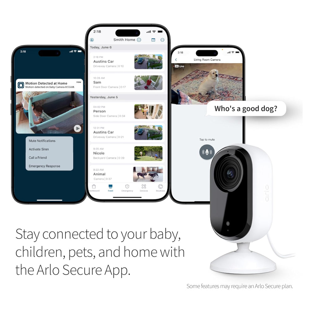 Arlo Essential VMC3060 2K Security Camera with Power Over Internet Adapter (PoE)