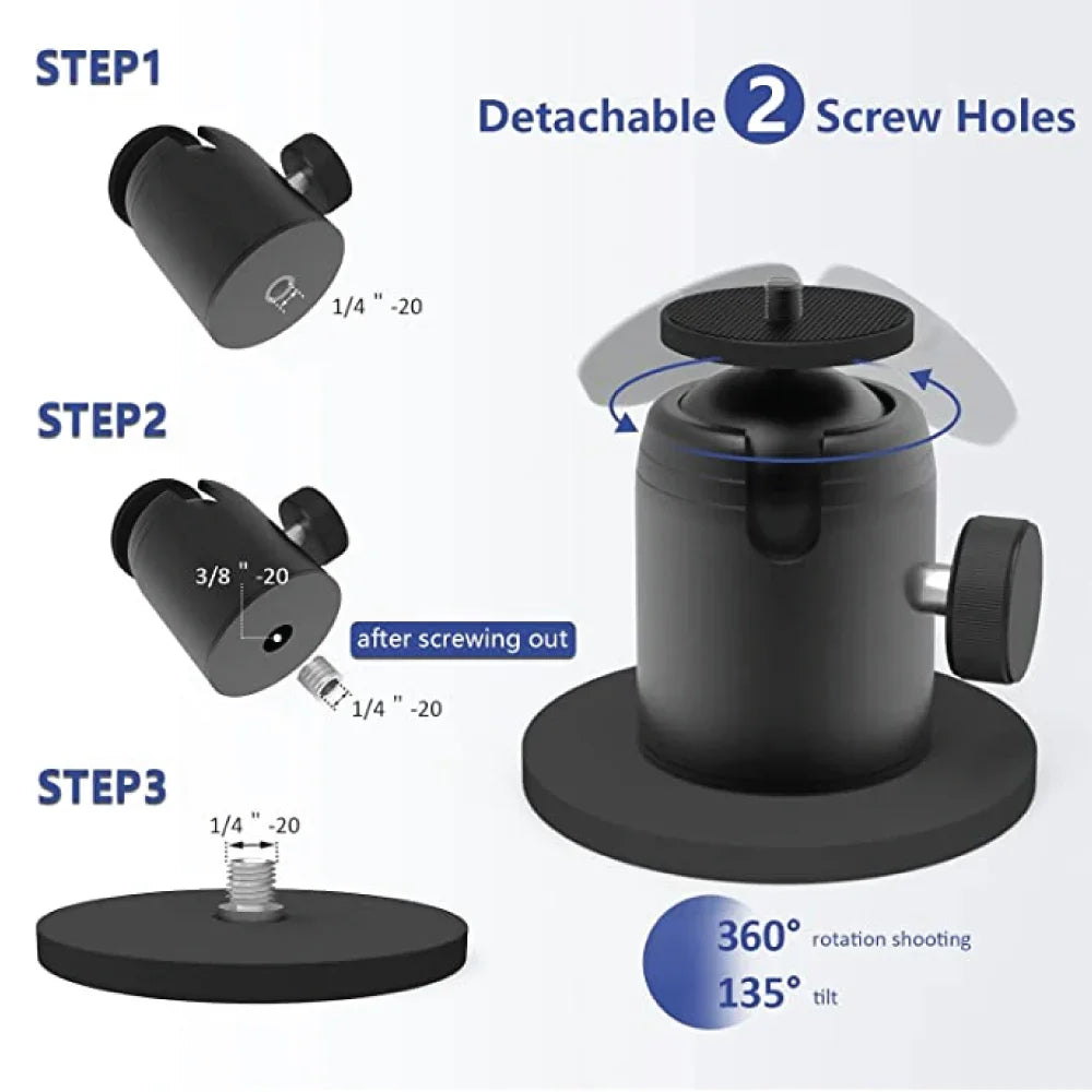 Magnetic Camera Mounting Base with Mini Ball Head