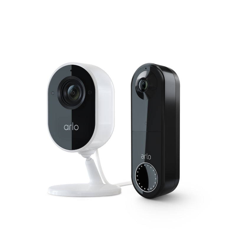 Arlo Essential 1080p FHD Indoor Camera + Arlo Essential Wire-Free Video Doorbell Bundle